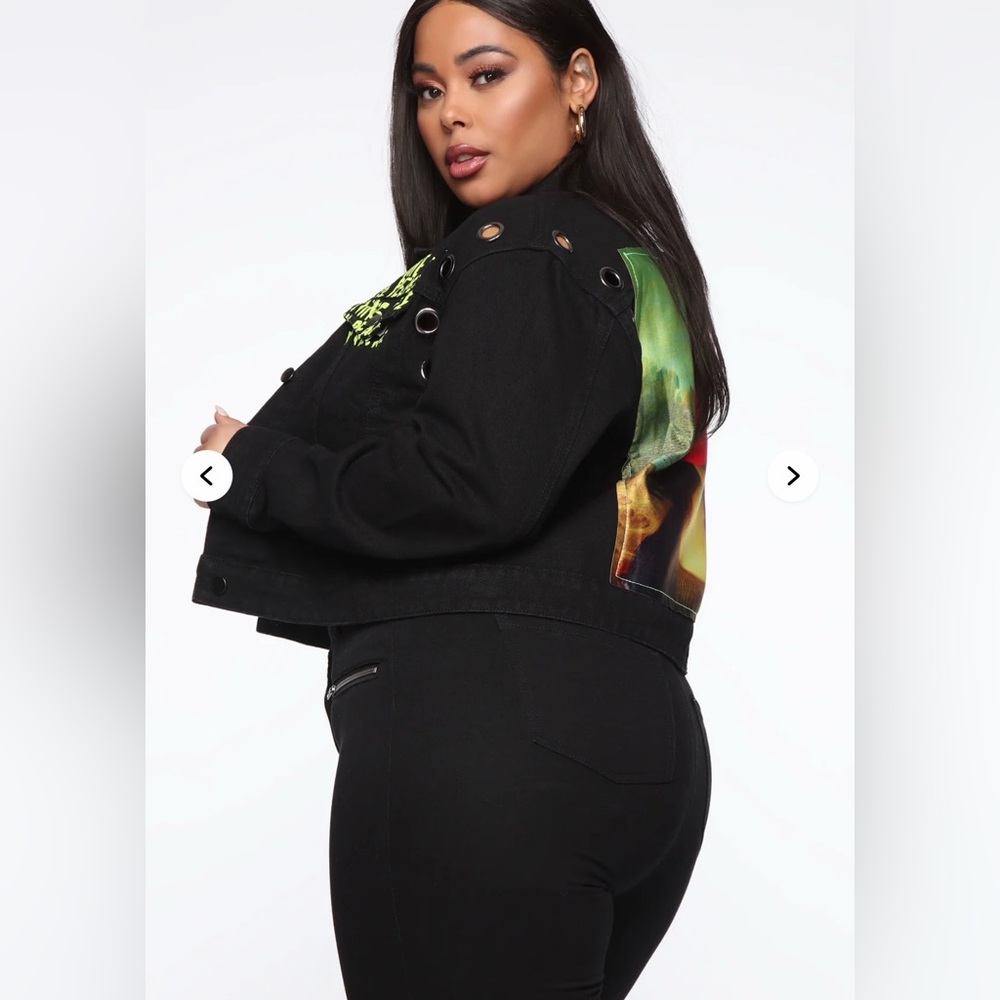 Denim Jacket with Graphic Text NWT by fashion nova - Picture 13 of 15